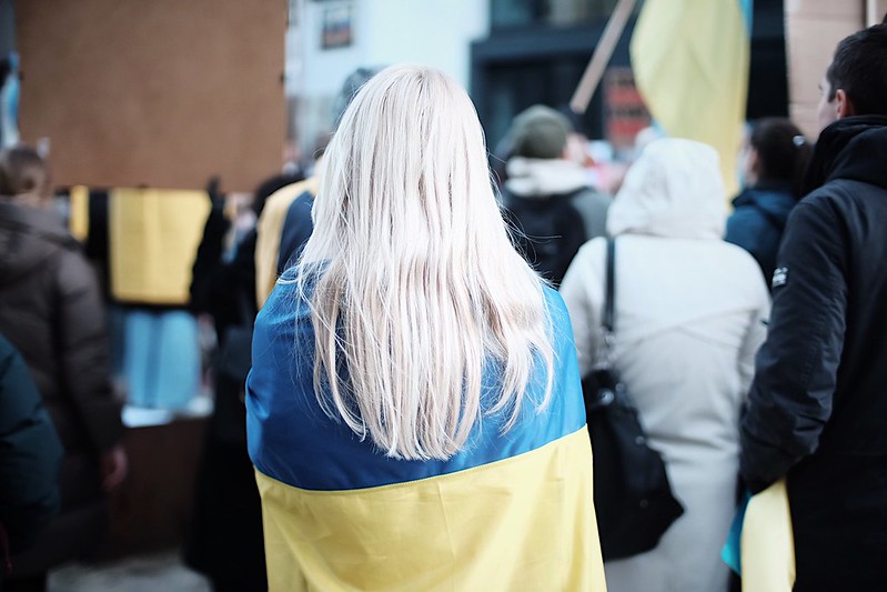 Ukranian diaspora in Brussels protesting